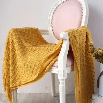 

Knitted Thread Blanket Air-conditioned Room Cotton Throw Blankets Woolen Yarn Office Nap Tippet Summer Quilt Coverlid Manta