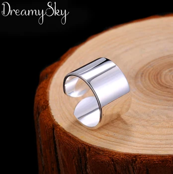 

Simple Silver Color Big Smooth Rings For Women Men Engagement Rings Girls Party Gifts Anillos 2019