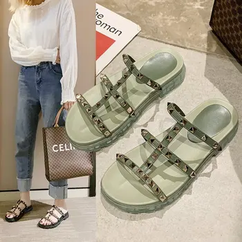 

Summer New Women Shoes 2020 Fashion Rivet Platform Slippers Casual Breathable Beach Sandals