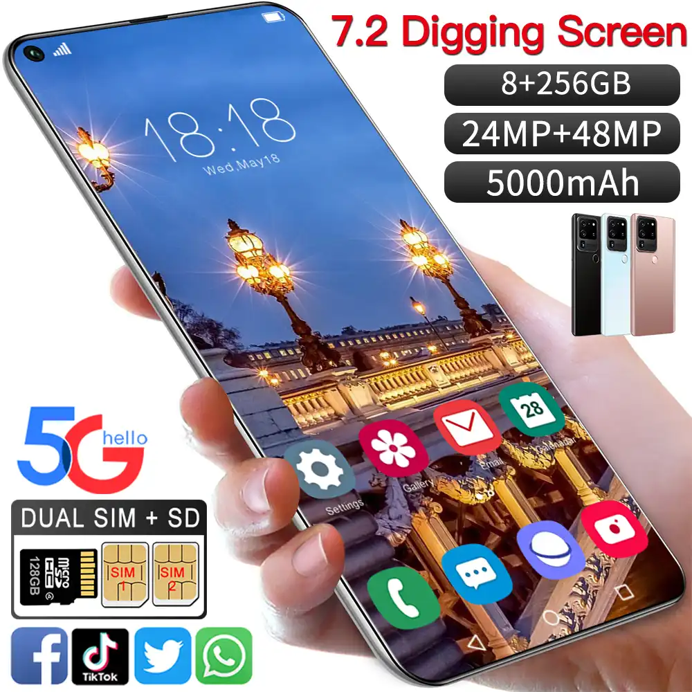 New 5g S21 Ultra 10core Mobile Phone 8g 256g Dual Card 7 2 Full Screen Ultrabook Global Telefones Celulares Smartphone Google Phone Case Covers Aliexpress
