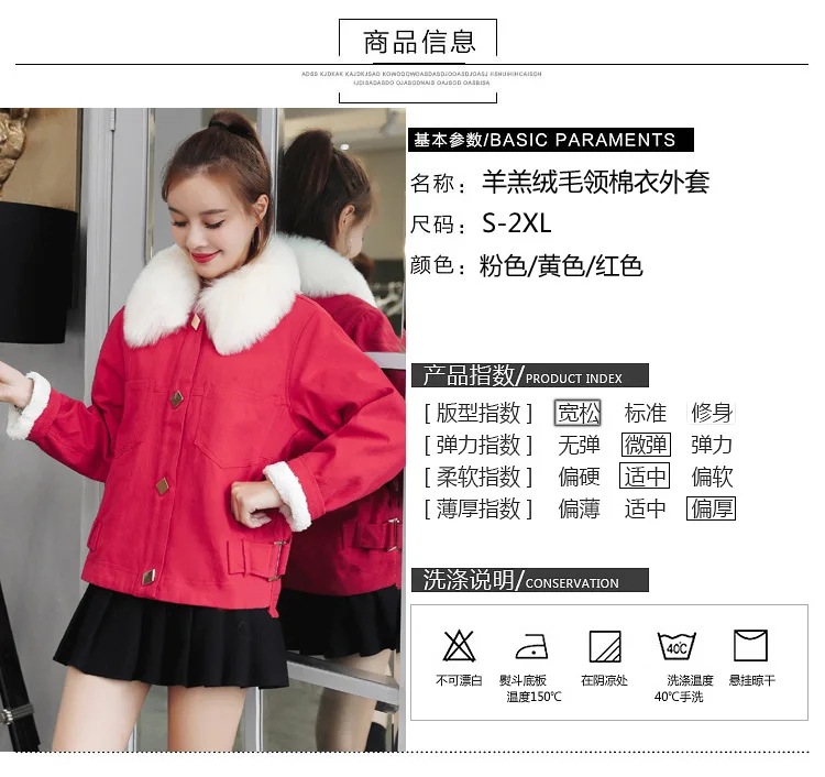 Y9398 Jeans Coat Women's Short Korean-style Brushed And Thick Lambs Wool Large Size Cotton-padded Clothes