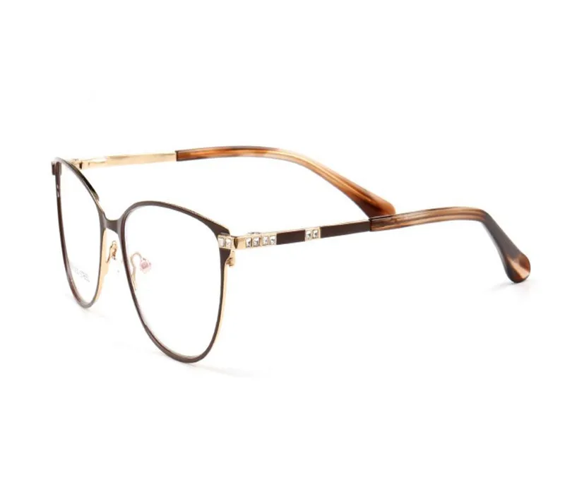 Ретро мода для женщин из нержавеющей стали полный обод Роскошные Алмазные оптические очки прозрачные линзы очки близорукость очки для женщин