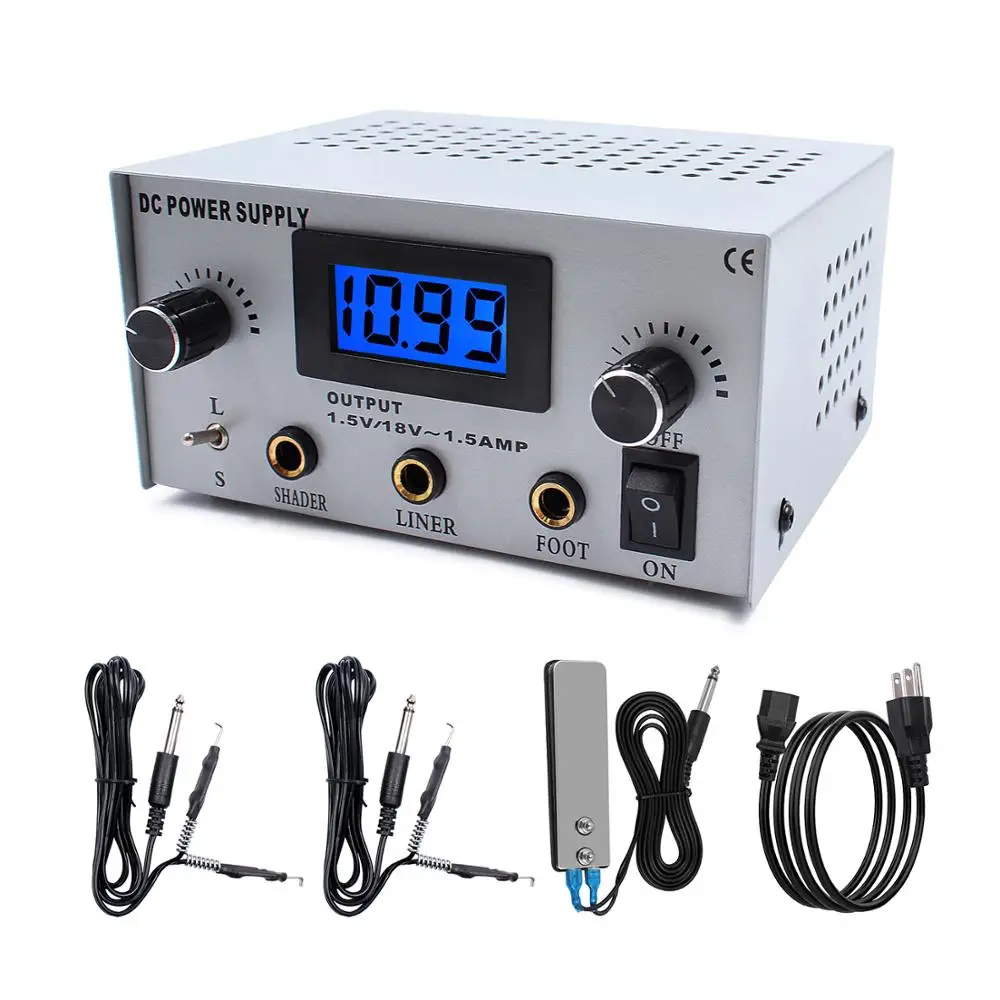 

Fast delivery Tattoo Power Supply Machine Dual Mode Digital Tattoo Power Box with Foot Pedal 2 Clip Cords for Beginner Artist