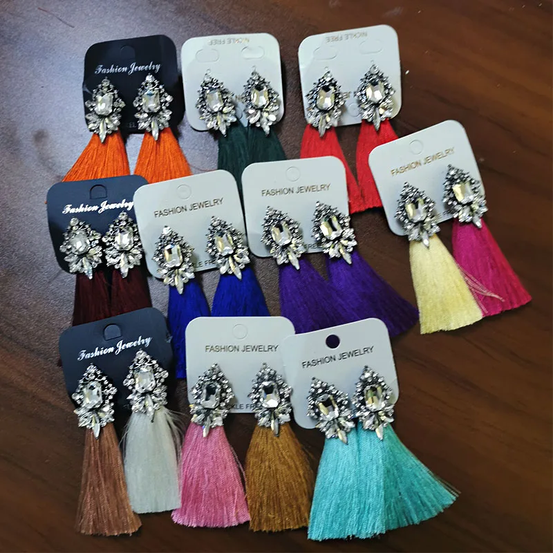 Длинные оранжевые серьги с кисточками, белые хрустальные стразы, корейские винтажные красные серьги-гвоздики с большим цветком для женщин, рождественские серьги