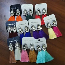 Длинные оранжевые серьги с кисточками, белые хрустальные стразы, корейские винтажные красные серьги-гвоздики с большим цветком для женщин, рождественские серьги