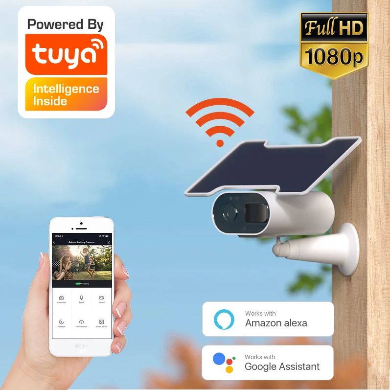 Tuya WiFi solar camera, support Alexa and Google, built in battery and two way Audio, outdoor waterproof, support cloud storage|Surveillance Cameras| - AliExpress