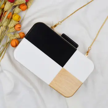 

Women Acrylic Clutch Patchwork Evening Bag Party Handbag Bridal Prom Shoulder Pu