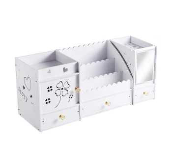 

Ultra-large Desktop Cosmetics Receipt Box Plastic Household Cosmetics Shelf With Mirror Dressing Table Cosmetics Box