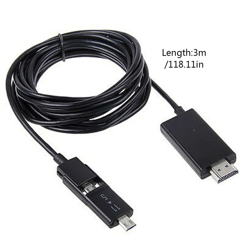 3 м/10FT Micro USB MHL к HDMI HDTV кабель адаптер для приставки Android Smart Phone 5/11Pin черный