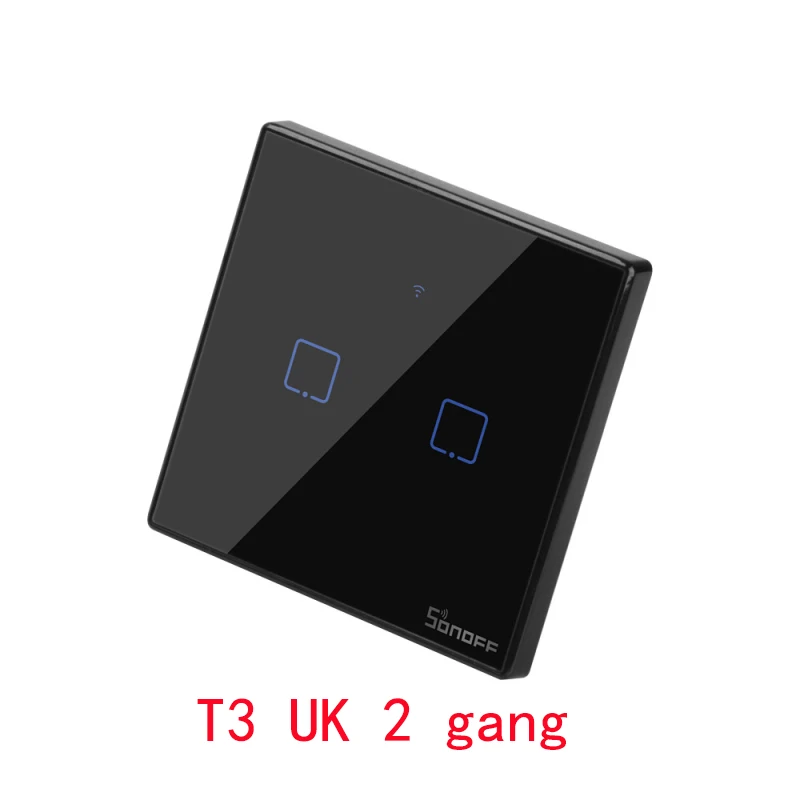 UK plug 2gang Sonoff TX 1 T2 T3 работает с Google Home Alexa Умный дом WiFi RF пульт дистанционного управления настенный светильник переключатель панель настенный сенсорный светильник переключатель - Комплект: UK plug 2gang
