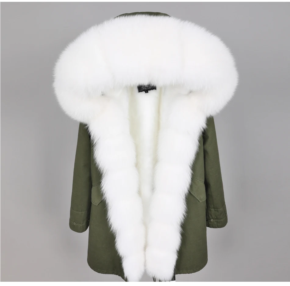 Пальто из натурального меха зимняя теплая женская одежда тонкая длинная парка с воротником из лисьего меха съемное плотное пальто с подкладкой зимняя куртка