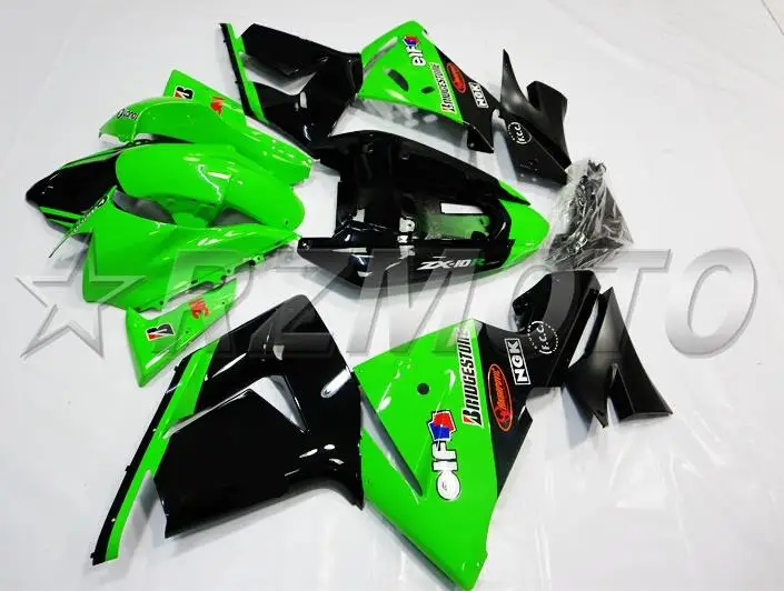 Стиль ABS обтекатель комплект подходит для kawasaki Ninja ZX10R 2004-2005 04 05 10R cool кузов холодный зеленый черный