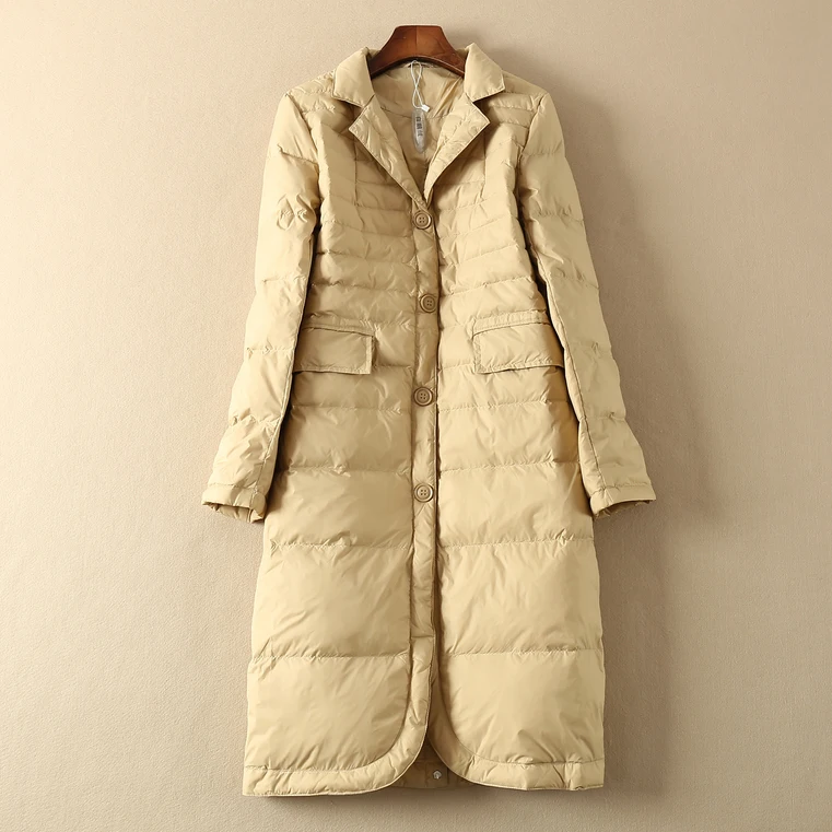 AYUNSUE, женская белая куртка на гусином пуху, длинное пуховое пальто, зимнее осеннее корейское женское пуховое пальто KJ3596