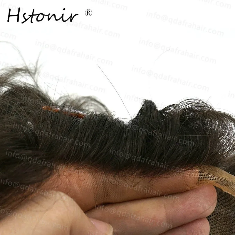Hstonir настоящие волосы Для мужчин Накладки замены волос Системы super fine сварных