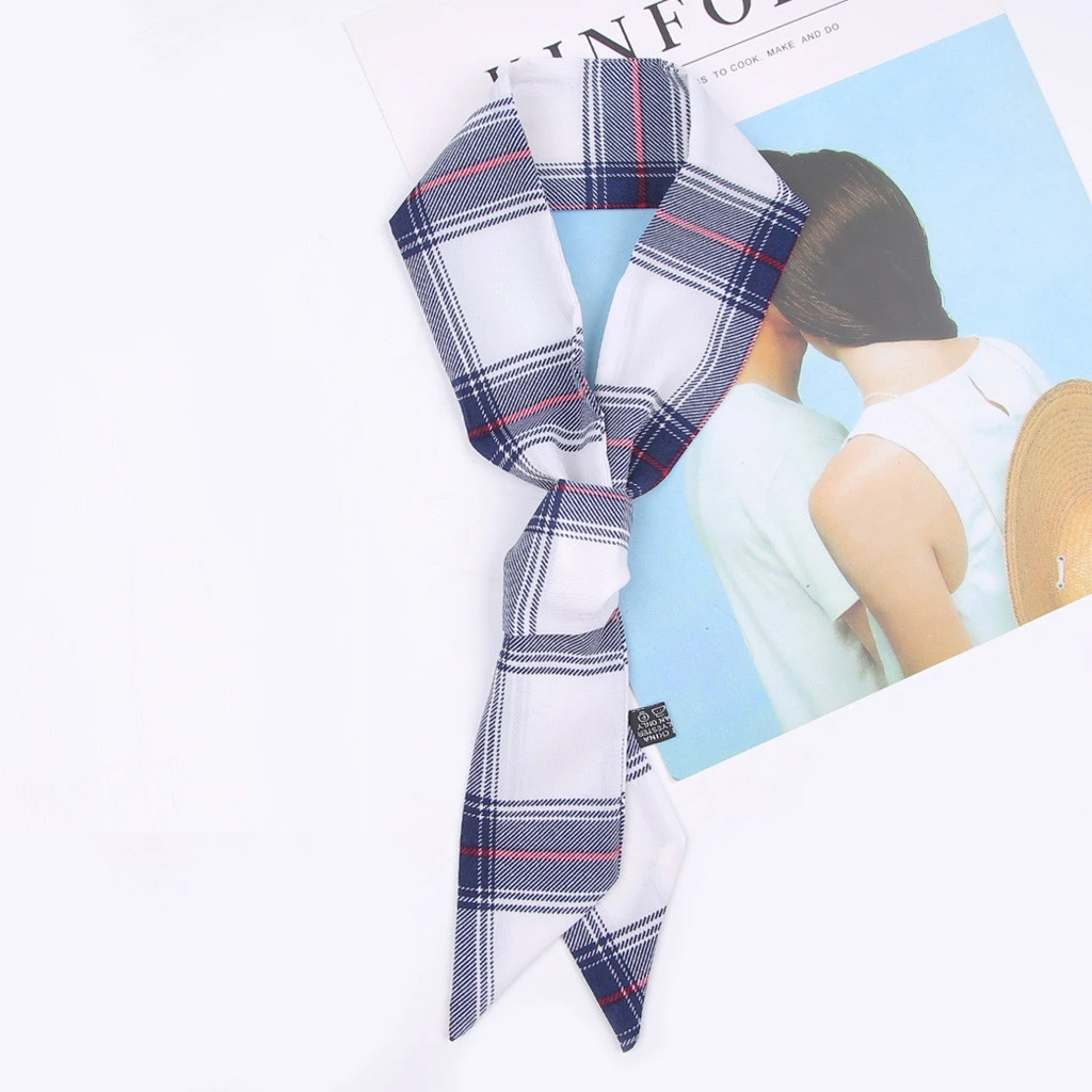 Fashion Women Square Scarf All-match Wraps Elegant Small Vintage Skinny Paid Spring Summer Head Neck Hair Tie Neckerchief 919