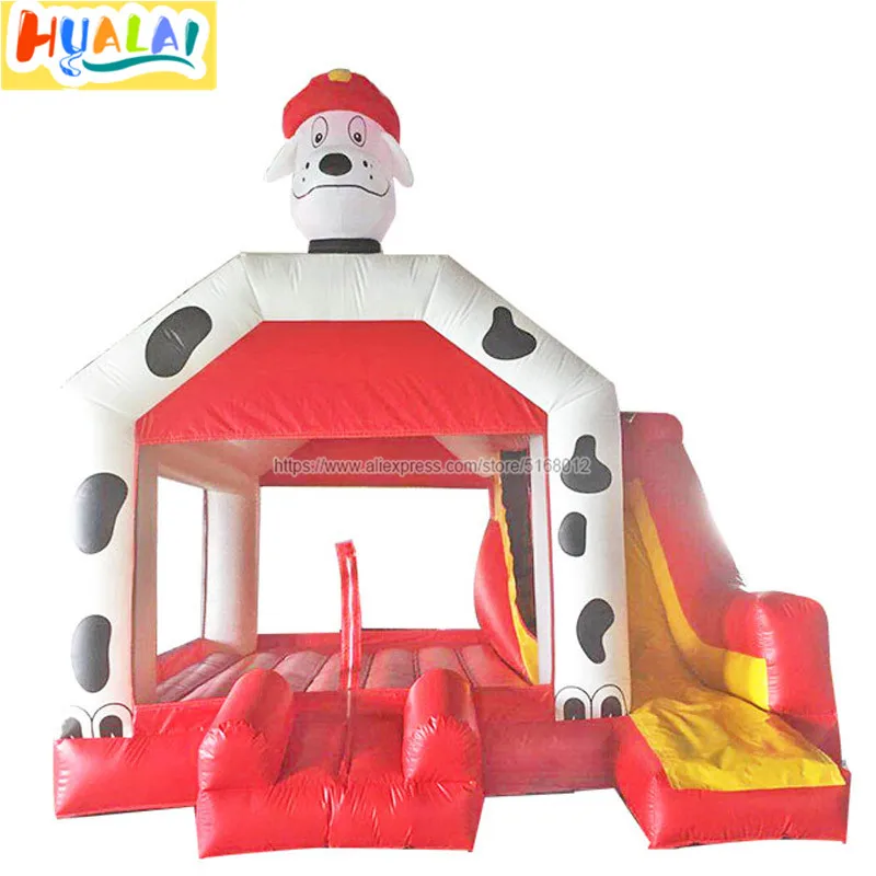 

kids inflatable bouncer castle with slide spotted dog blower jumping combo amusement park PVC 0.5mm 5X6X4.5m free shipping