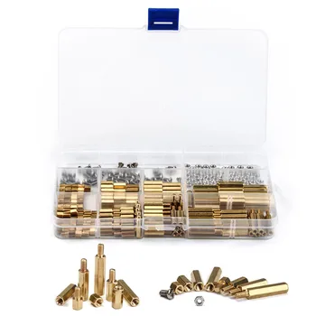 

300PCS M3 Brass Copper Pillar Stand Off Hex Column Spacer Screw Nut Cross Round Head Screw Copper Pillar Fastener Tool Kit Decro