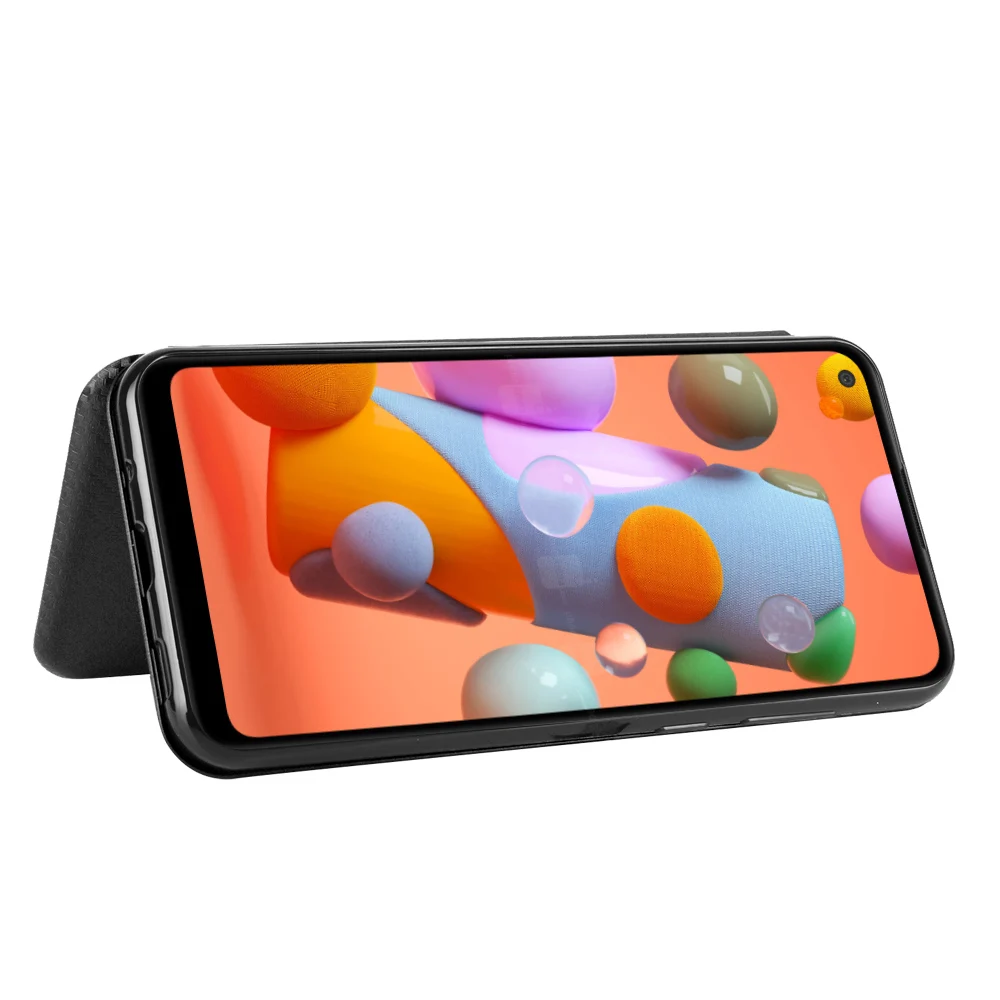 For Samsung Galaxy A11 Case 6.4 inch Carbon Fiber Flip Leather Case For Samsung A11 A 11 A115F Cover