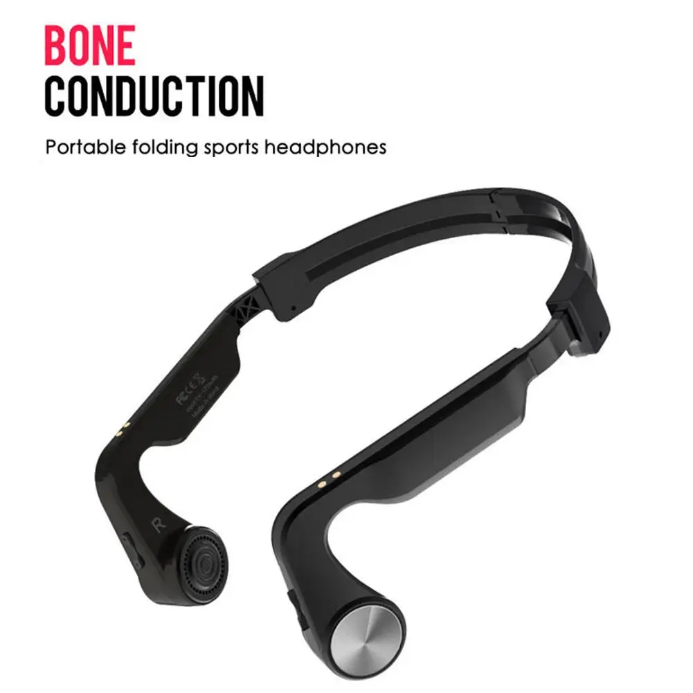 TWS Беспроводная bluetooth-гарнитура с костным датчиком, 5,0 водонепроницаемые спортивные складные наушники с микрофоном
