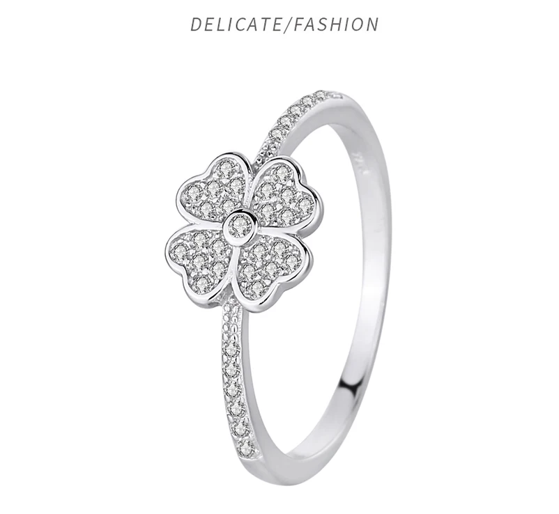 mens rings New Explosion S925 Sterling Silver Clover Ring Female Europe And The United States Simple Fashion Index Finger Ring gold ring