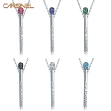 Бренд CARSINEL, 14 цветов, ожерелье с подвеской из циркония для женщин, длинная цепочка, серебряное ожерелье, ювелирное изделие, подарок NE0630