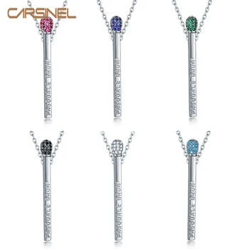 

CARSINEL Brand 14 Colors Colorful zircon Pendant Necklace for Women long chain Silver color Necklace Jewelry Gift NE0630