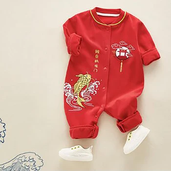 

Newborn Baby rompers Clothes Baby Chinese style Long sleeve red clothing cotton Christmas Onesies