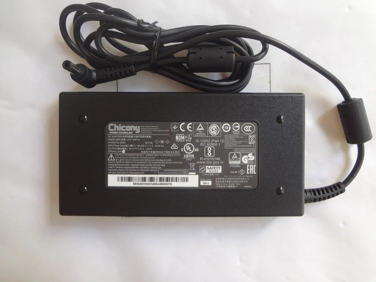 Adattatore Ca Oem Chicony 19.5V 6.15A 120W A12-120P1A Per Caricatore Sottile Originale Per Laptop Clevo 120W N155Rd(Sager Np7255)