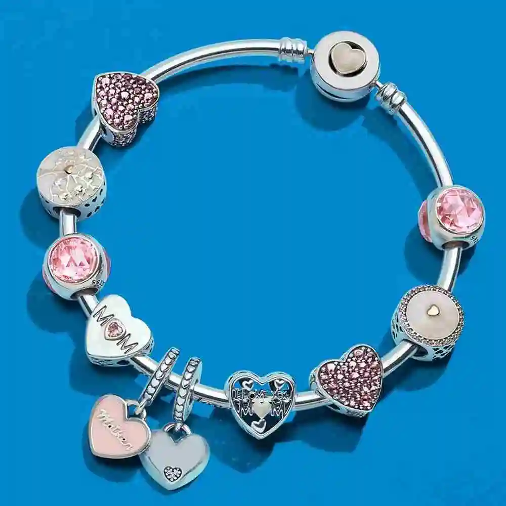 

sterling heart tree charming precious enamel I love you frisky mother charming Mother Mother's Day present bracelet together