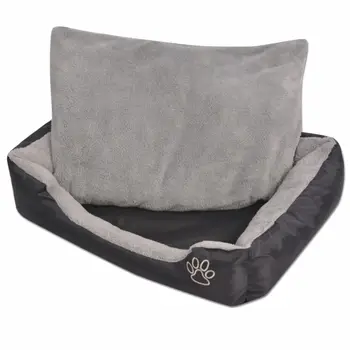 

Cat Sofa Dog Bed with Pillow Indoor Non-slip Surface Support Side Wall Thick Pad Removable Portable