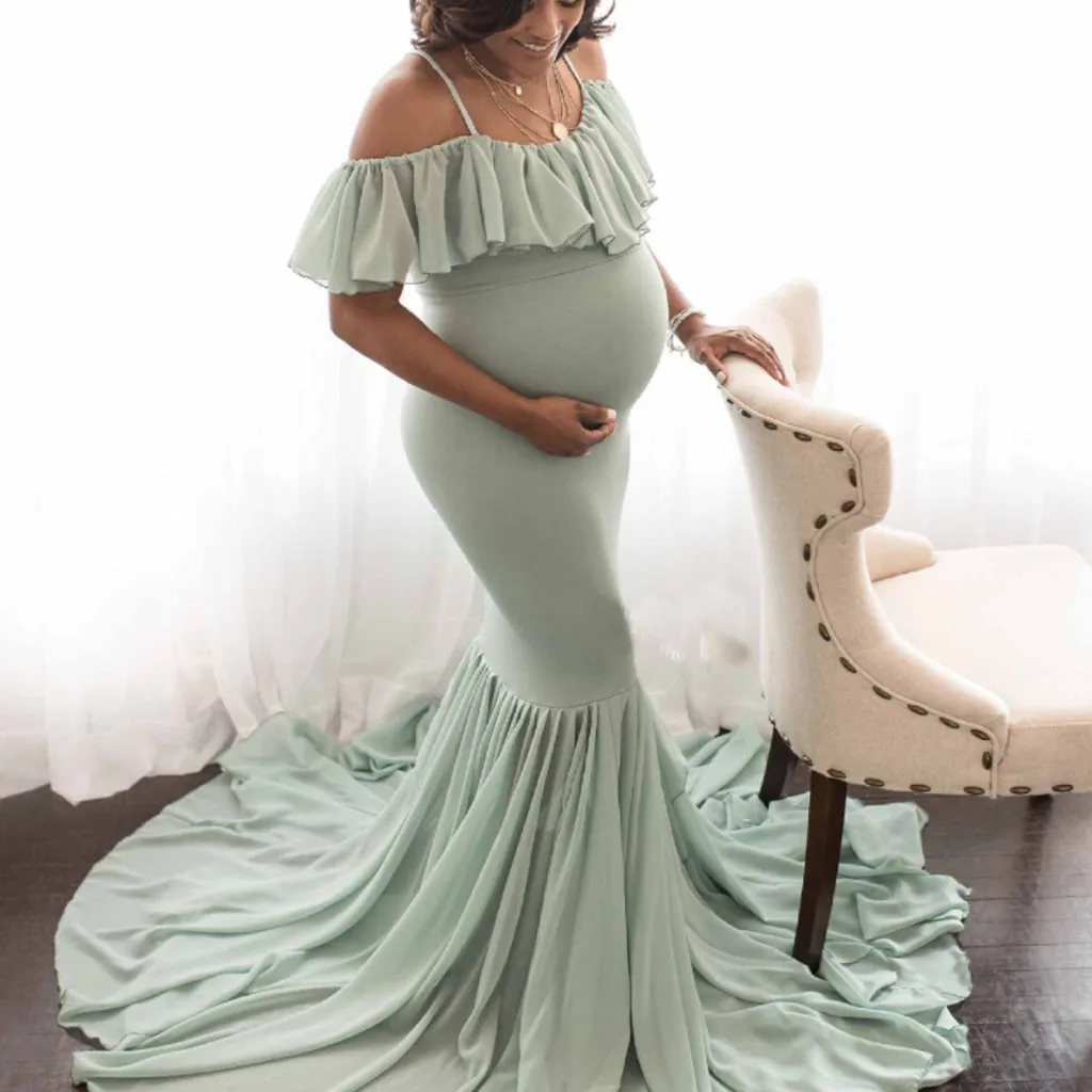 MG Женщины Pregnants Сексуальная фотография Реквизит с коротким рукавом Твердые кружева C оголенными плечами платье искусство фото платье#730 - Цвет: MG