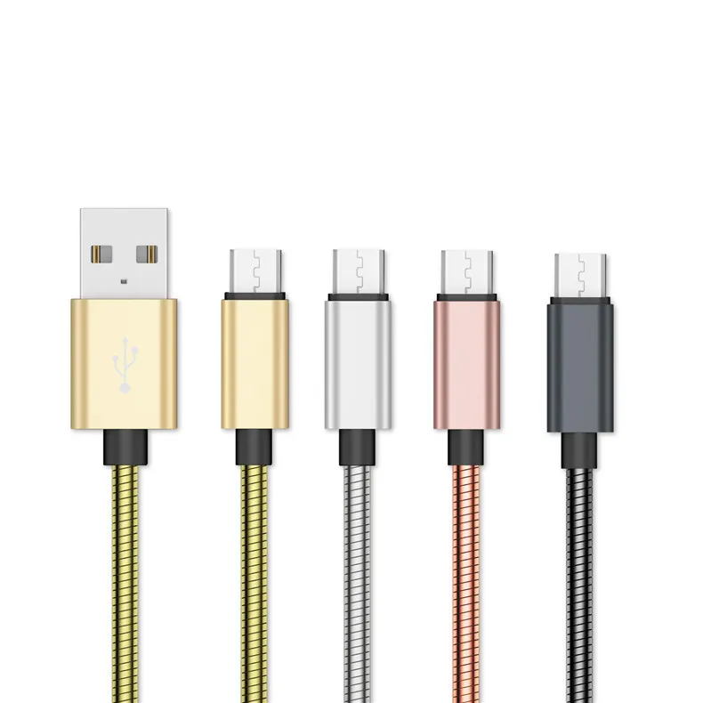 Металлический пружинный Micro USB кабель NOHON для samsung S4 S5 S6 S7 J7, кабель для быстрой зарядки из нержавеющей стали, шнур для зарядки и синхронизации данных на базе Android