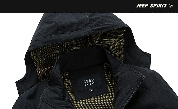 JEEP SPIRIT Весенняя мужская куртка Повседневная Военная с капюшоном воротник Прямое пальто для мужчин плюс размер M-4XL ветровка мужские куртки и пальто