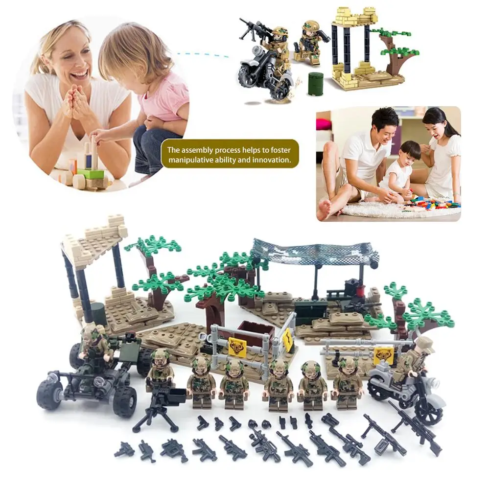 377pcs Military Doll Building Blocks Wolf Teeth Field Team Educational Puzzles Military Doll Children Christmas Birthday Gift