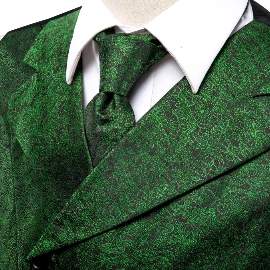 Hi-Tie 20 Color Silk Men's Vests and Tie Business Formal Dresses Slim Vest 4PC Hanky cufflinks for Suit Blue Paisley Waistcoat
