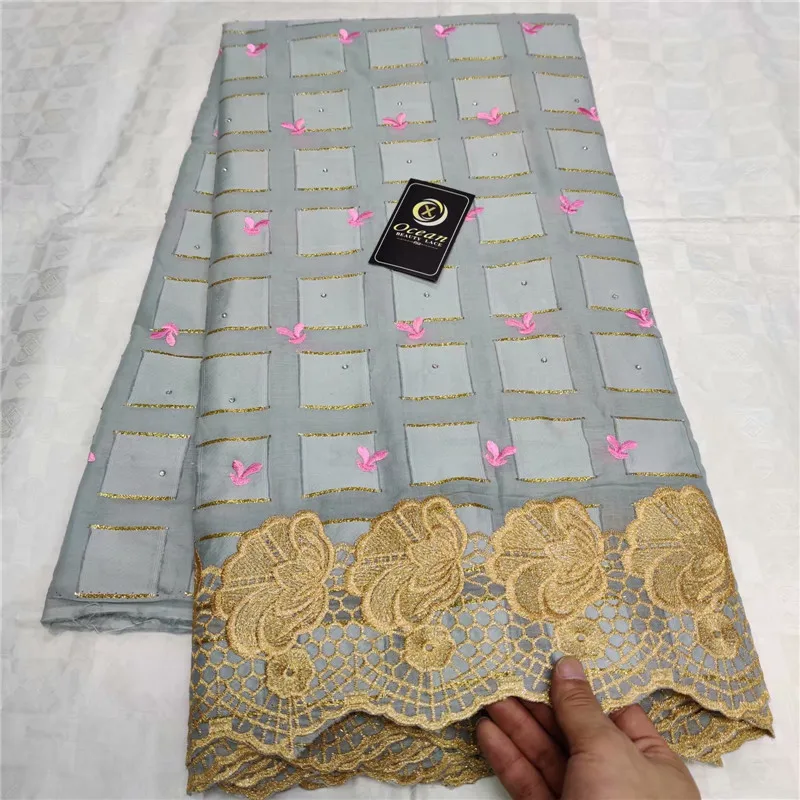 Высококачественный Дубай хлопковое кружево «швейцарская вуаль» ткань фиолетовая с вышивкой плюс шифоновая блузка сухое кружево для вечерние 4L100202 - Цвет: same as picture