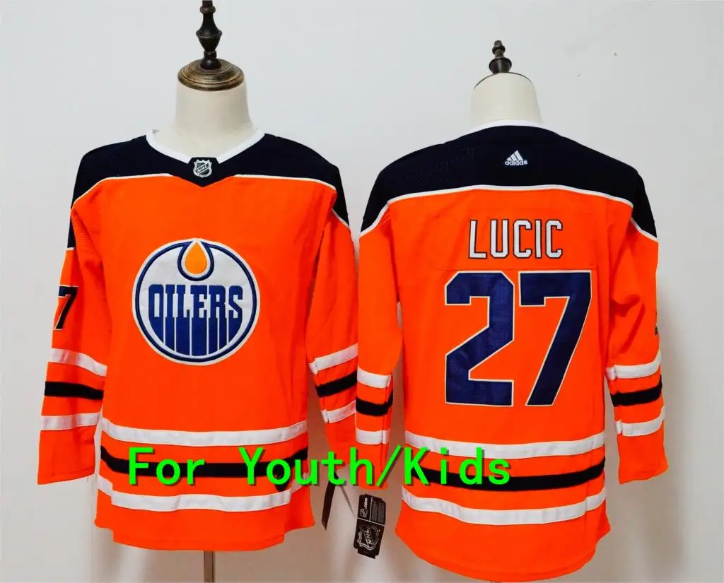 Молодежная вышивка сшитая Эдмонтон#97 Коннор макдавид 93 Ryan Nugent-Hopkins 27 Milan Lucic Kids Jersey - Цвет: 2