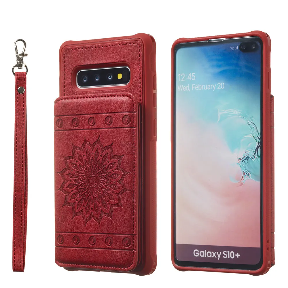 Противоударный чехол для телефона с карманом для карт для samsung Galaxy S10e S10 S9 S8 Plus Note 8 9, чехол-кошелек с ремешком