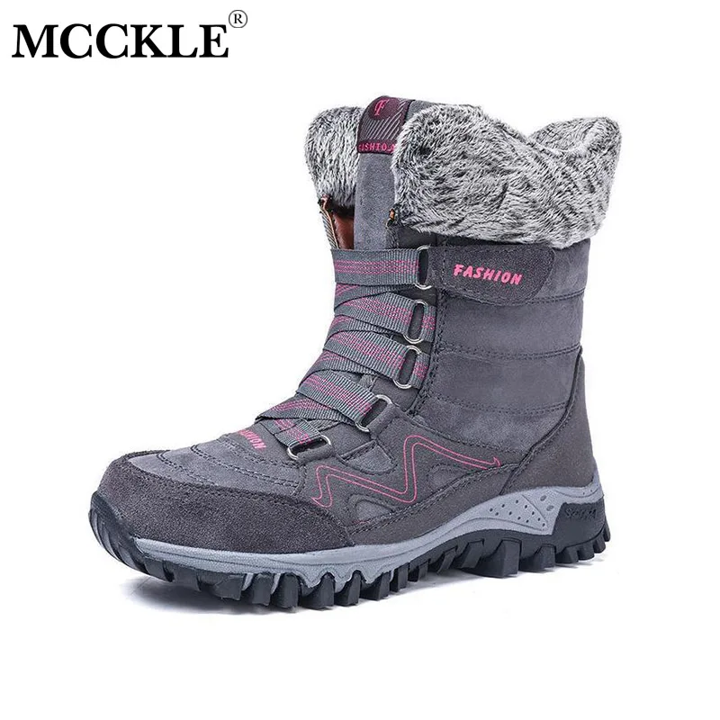 

MCCKLE Women Winter Warm Snow Boots Woman Shoes Short Plush Furry Ankle Boots Ladies Women's Hook Loop Female Casual Plus Size