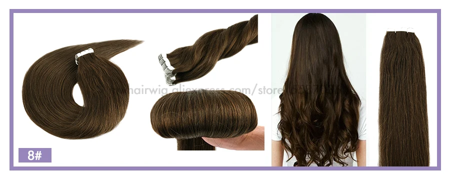 MW Mini Tape In Human Hair Extensions Natural Straight Hair Machine Remy Invisible Skin Weft Adhesive Glue On Hair 12