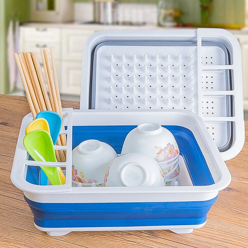 

Foldable plastic drain dish rack Kitchen gadget telescopic belt sink drain rack storage cup holder dish rack