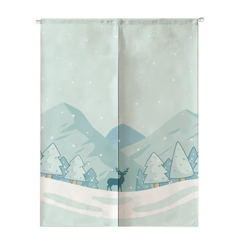 

Japanese-style Cotton and Linen Door Curtain Cute Elk Cat Flamingo Animal Partition Curtain Feng Shui Curtain Home Decor