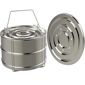

Two Tier Steamer Insert Stackable Food Design Compatible With Instant Pot Steamer Set Sling Stainless Steel Steamer Insert Pot