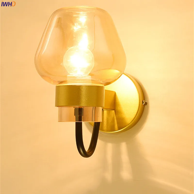 Iron Modern Nordic Wall Lamps Glass Lampshade Wall Lights Creative Wandlamp Bedroom Light Fixtures For Home Decoration Bar Cafe (10)