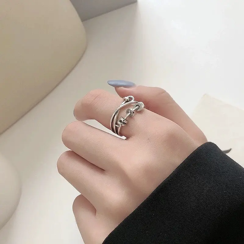 

Whole Real 100% 925 Sterling Silver Exquisite Openable Rings Small Circle That Can Turn Adjustable Shiny Finger Ring Women Novel