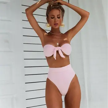 off the shoulder high waisted bikini