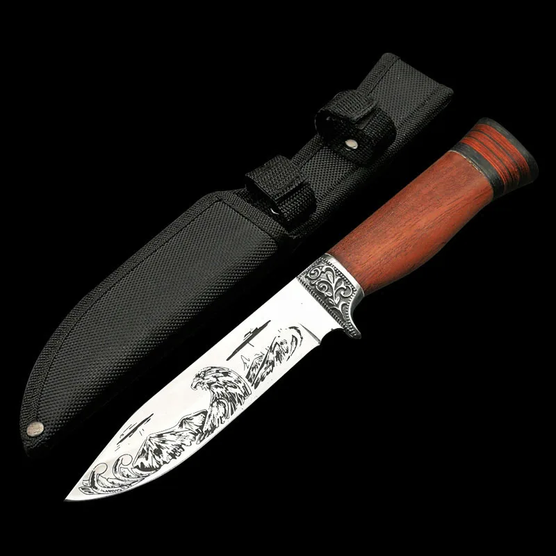 Нож для выживания DuoClang Hawk зеркальный полированный 440c стальной нож кемпинга