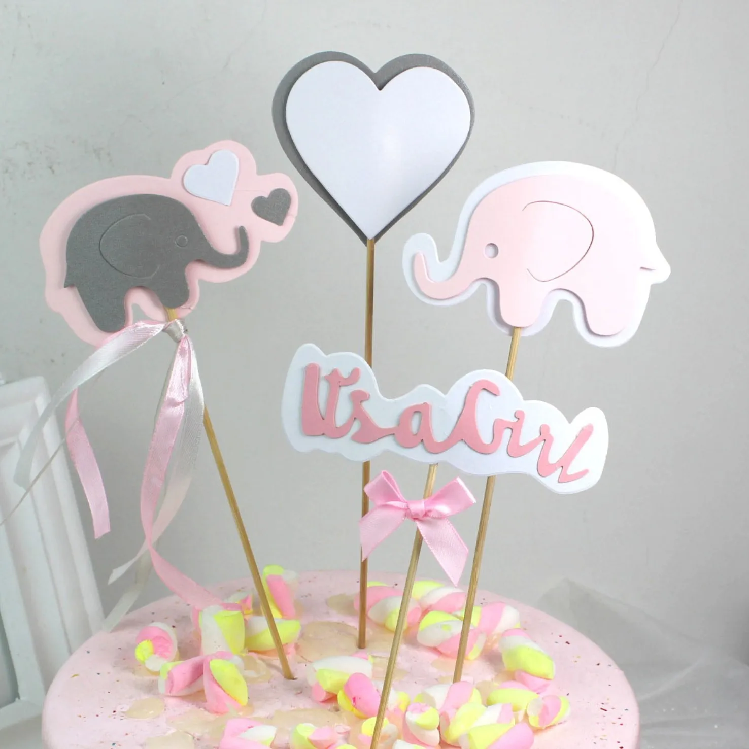 It is a Boy Baked cake Decoration Baby Birthday Banquet Elephant card for Happy birthday party dessert Decoration