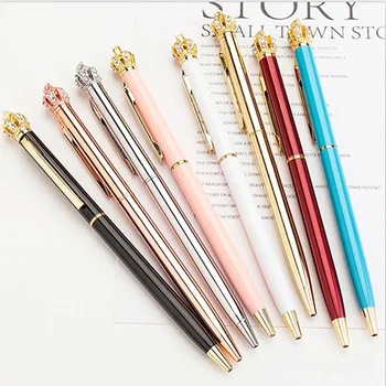 

Color Metal Crown Ball Point Pen Diamond Pen Creative 1.0 mm Blue/Black Ink Roller Ball Pens for School Office Writing Supplies