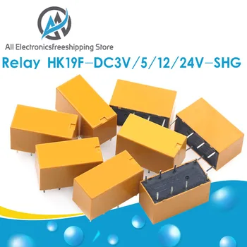 

HK19F-DC5V-SHG HK19F-DC12V-SHG HK19F-DC24V-SHG HK19F-DC3V-SHG Coil DPDT 8 Pin 2NO 2NC Mini Power Relays PCB Type